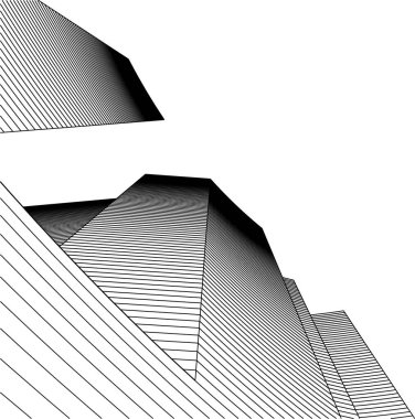 Mimari sanat konseptinde soyut çizgiler, minimum geometrik şekiller.