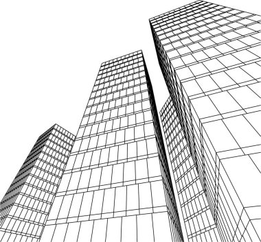 Mimari sanat konseptinde soyut çizgiler, minimum geometrik şekiller. 