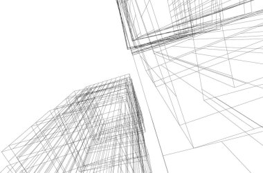 Mimari sanat konseptinde soyut çizgiler, minimum geometrik şekiller. 