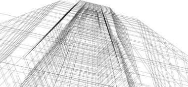 Arkaplanda mimari bina 3d illüstrasyon