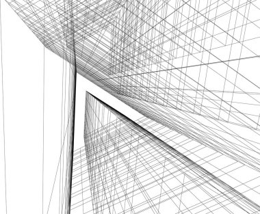 Mimari sanat konseptinde soyut çizgiler, minimum geometrik şekiller. 