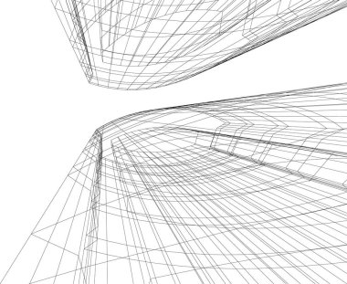 Mimari sanat konseptinde soyut çizgiler, minimum geometrik şekiller.