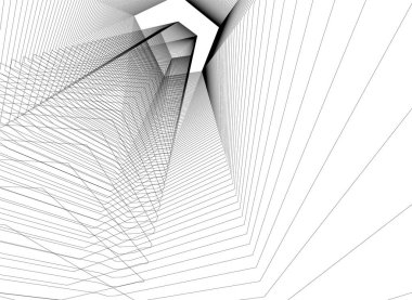 Mimari sanat konseptinde soyut çizgiler, minimum geometrik şekiller. 