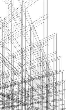 Mimari sanat konseptinde soyut çizgiler, minimum geometrik şekiller. 