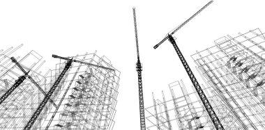 Mimari sanat konseptinde soyut çizgiler, minimum geometrik şekiller.