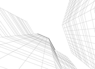 Mimari sanat konseptinde soyut çizgiler, minimum geometrik şekiller. 