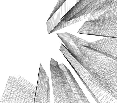 Mimari sanat konseptinde soyut çizgiler, minimum geometrik şekiller.