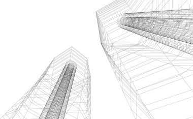 Mimari sanat konseptinde soyut çizgiler, minimum geometrik şekiller.