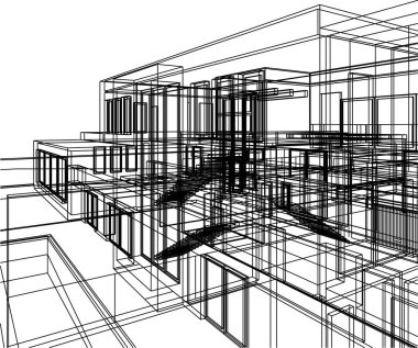 Mimari sanat konseptinde soyut çizgiler, minimum geometrik şekiller. 