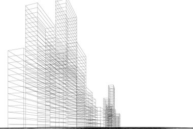 Mimari sanat konseptinde soyut çizgiler, minimum geometrik şekiller. 