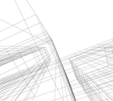 Mimari sanat konseptinde soyut çizgiler, minimum geometrik şekiller. 