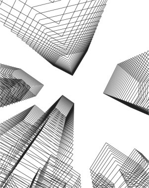 Mimari sanat konseptinde soyut çizgiler, minimum geometrik şekiller. 