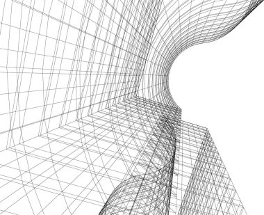 Arkaplanda mimari bina 3d illüstrasyon