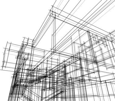 Mimari sanat konseptinde soyut çizgiler, minimum geometrik şekiller.