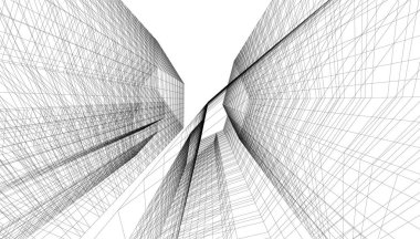 Mimari sanat konseptinde soyut çizgiler, minimum geometrik şekiller.