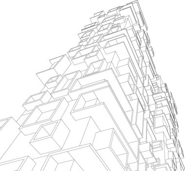 Mimari sanat konseptinde soyut çizgiler, minimum geometrik şekiller. 