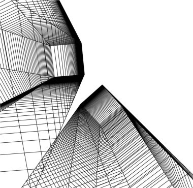 Mimari sanat konseptinde soyut çizgiler, minimum geometrik şekiller. 