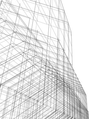 Mimari sanat konseptinde soyut çizgiler, minimum geometrik şekiller. 