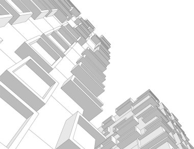 Mimari sanat konseptinde soyut çizgiler, minimum geometrik şekiller. 