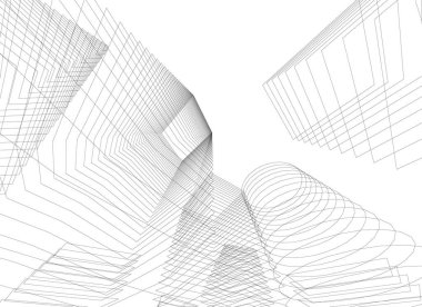 Mimari sanat konseptinde soyut çizgiler, minimum geometrik şekiller. 