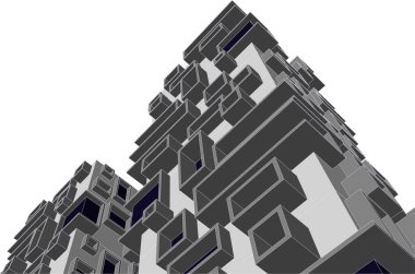 Mimari sanat konseptinde soyut çizgiler, minimum geometrik şekiller. 