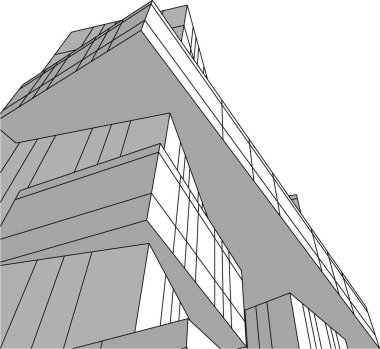 Mimari sanat konseptinde soyut çizgiler, minimum geometrik şekiller. 