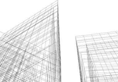 Mimari sanat konseptinde soyut çizgiler, minimum geometrik şekiller. 