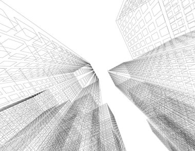 Mimari sanat konseptinde soyut çizgiler, minimum geometrik şekiller.