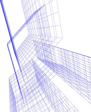 Arkaplanda mimari bina 3d illüstrasyon