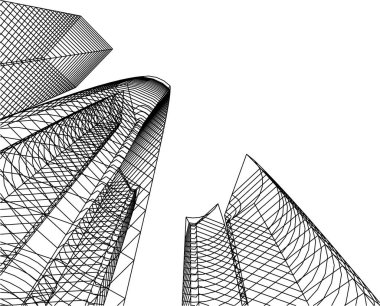 Mimari sanat konseptinde soyut çizgiler, minimum geometrik şekiller. 