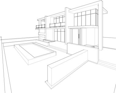 Mimari sanat konseptinde soyut çizgiler, minimum geometrik şekiller. 
