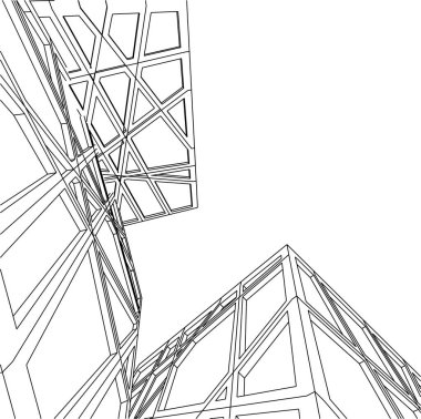 Mimari sanat konseptinde soyut çizgiler, minimum geometrik şekiller. 