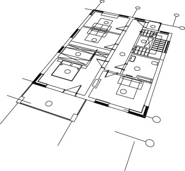 Mimari sanat konseptinde soyut çizgiler, minimum geometrik şekiller. 