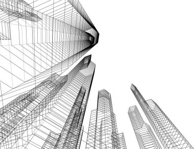 Mimari sanat konseptinde soyut çizgiler, minimum geometrik şekiller. 