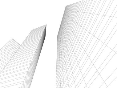 Mimari sanat konseptinde soyut çizgiler, minimum geometrik şekiller. 