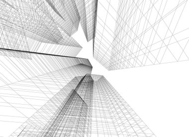 Mimari sanat konseptinde soyut çizgiler, minimum geometrik şekiller.