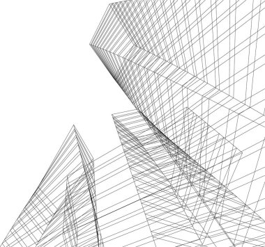 Mimari sanat konseptinde soyut çizgiler, minimum geometrik şekiller.