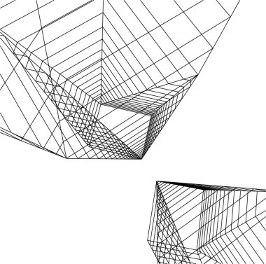 Mimari sanat konseptinde soyut çizgiler, minimum geometrik şekiller. 