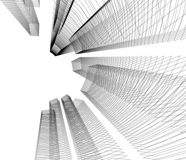 Mimari sanat konseptinde soyut çizgiler, minimum geometrik şekiller. 