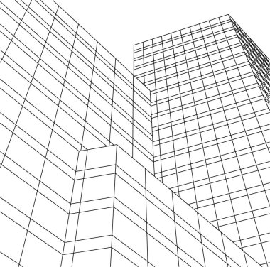 Mimari sanat konseptinde soyut çizgiler, minimum geometrik şekiller. 