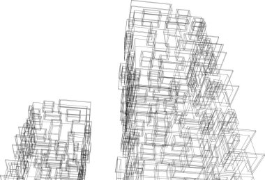 Mimari sanat konseptinde soyut çizgiler, minimum geometrik şekiller. 