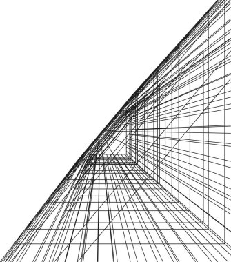 Mimari sanat konseptinde soyut çizgiler, minimum geometrik şekiller. 