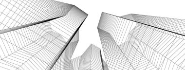 Mimari sanat konseptinde soyut çizgiler, minimum geometrik şekiller.