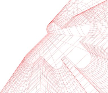 Arkaplanda mimari bina 3d illüstrasyon