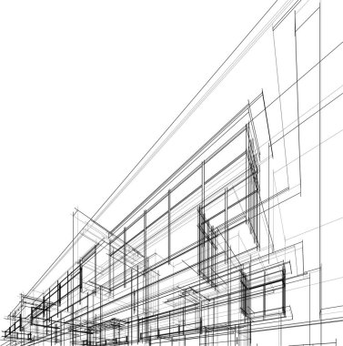 Mimari sanat konseptinde soyut çizgiler, minimum geometrik şekiller.