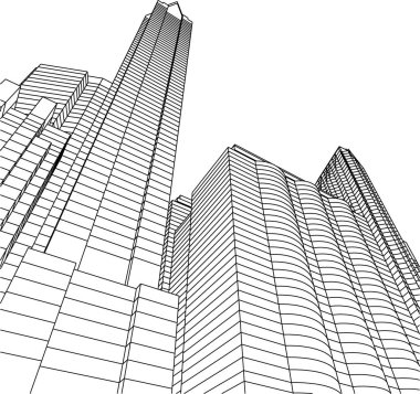 Mimari sanat konseptinde soyut çizgiler, minimum geometrik şekiller. 