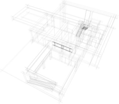 Mimari sanat konseptinde soyut çizgiler, minimum geometrik şekiller. 