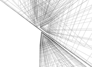 Arkaplanda mimari bina 3d illüstrasyon