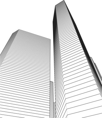 Mimari sanat konseptinde soyut çizgiler, minimum geometrik şekiller. 