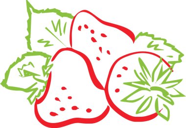 Yeşil yapraklı kırmızı çilekler.